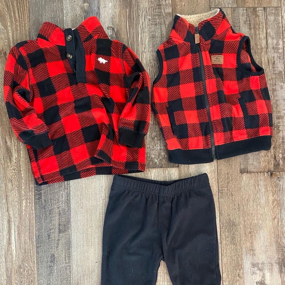 Buffalo Plaid fleece Toddler bundle